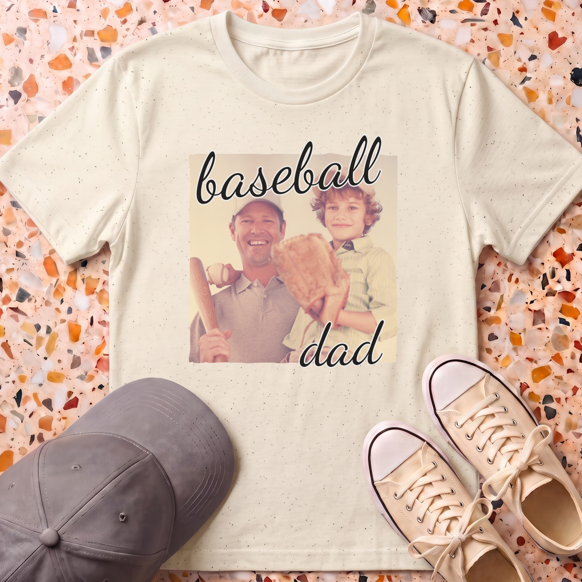 Custom photo Dad Retro T-Shirt