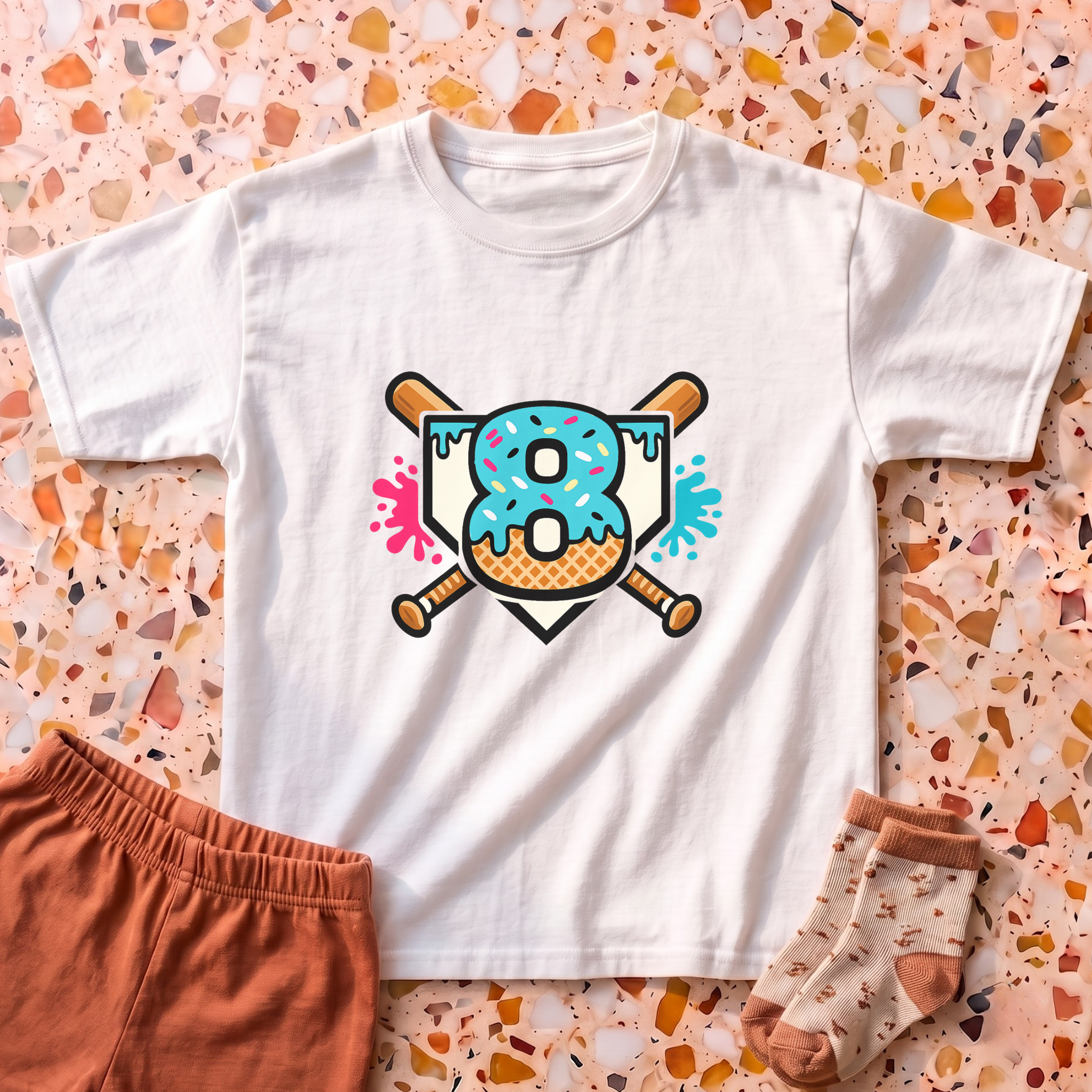 8 Year Old Ice Cream Drip T-Shirt