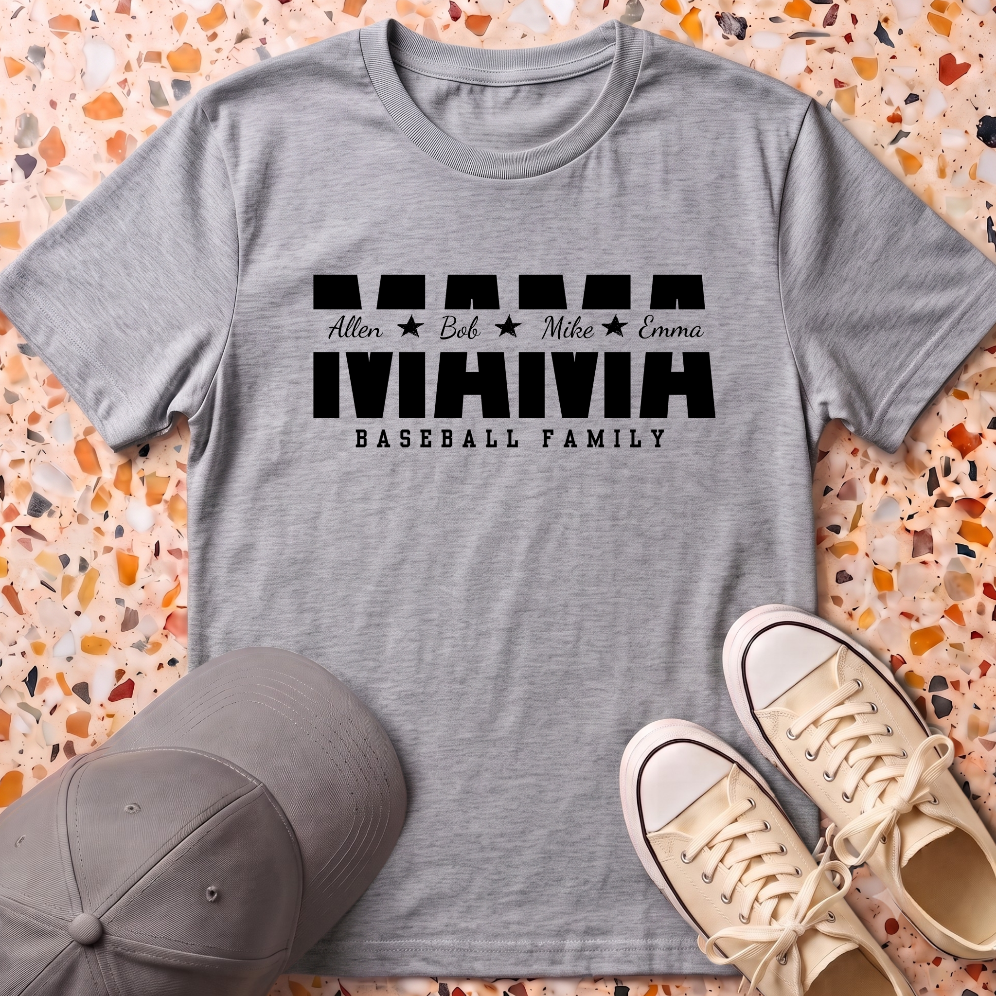 Custom 3 or 4 Name MAMA T-Shirt