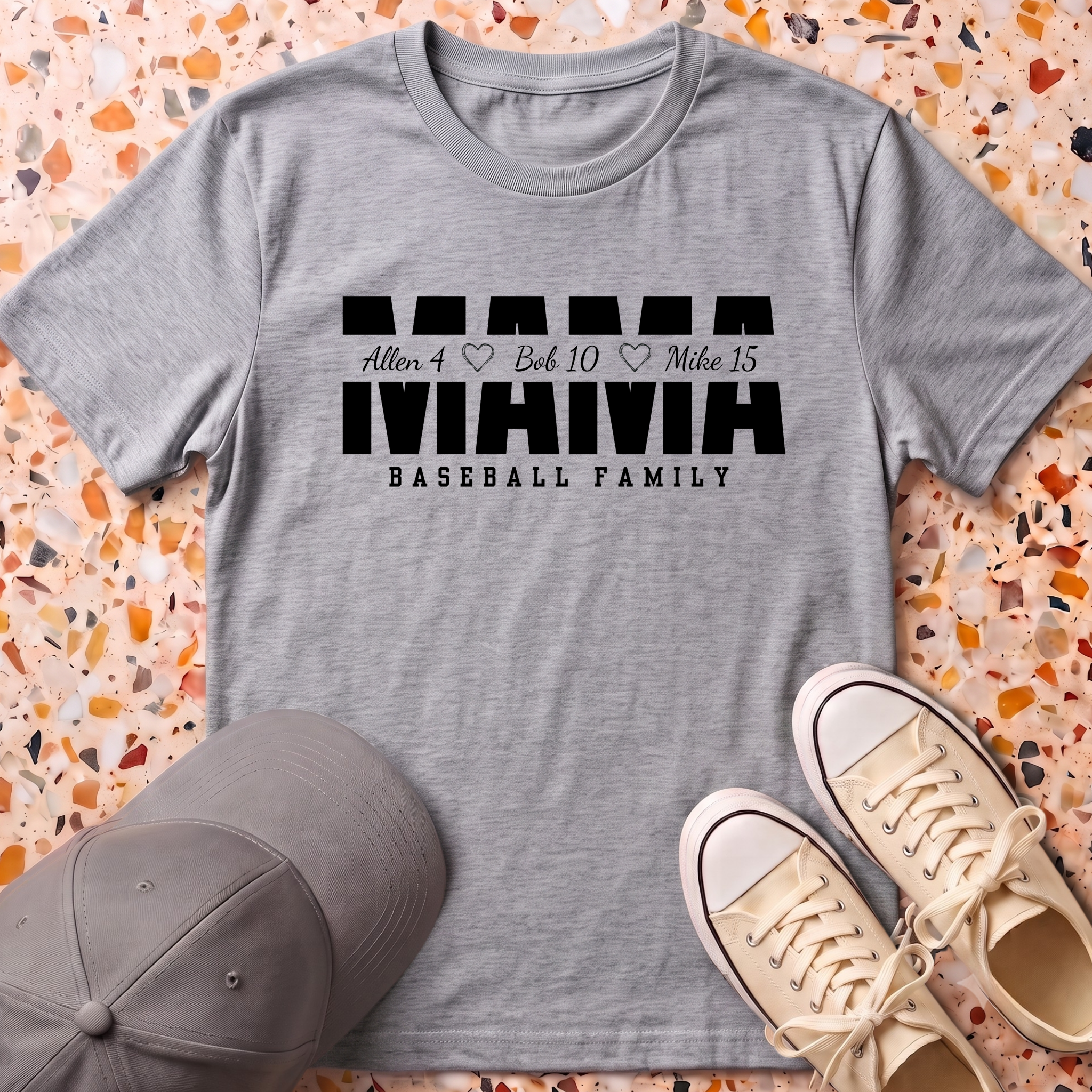 Custom 3 or 4 Name MAMA T-Shirt