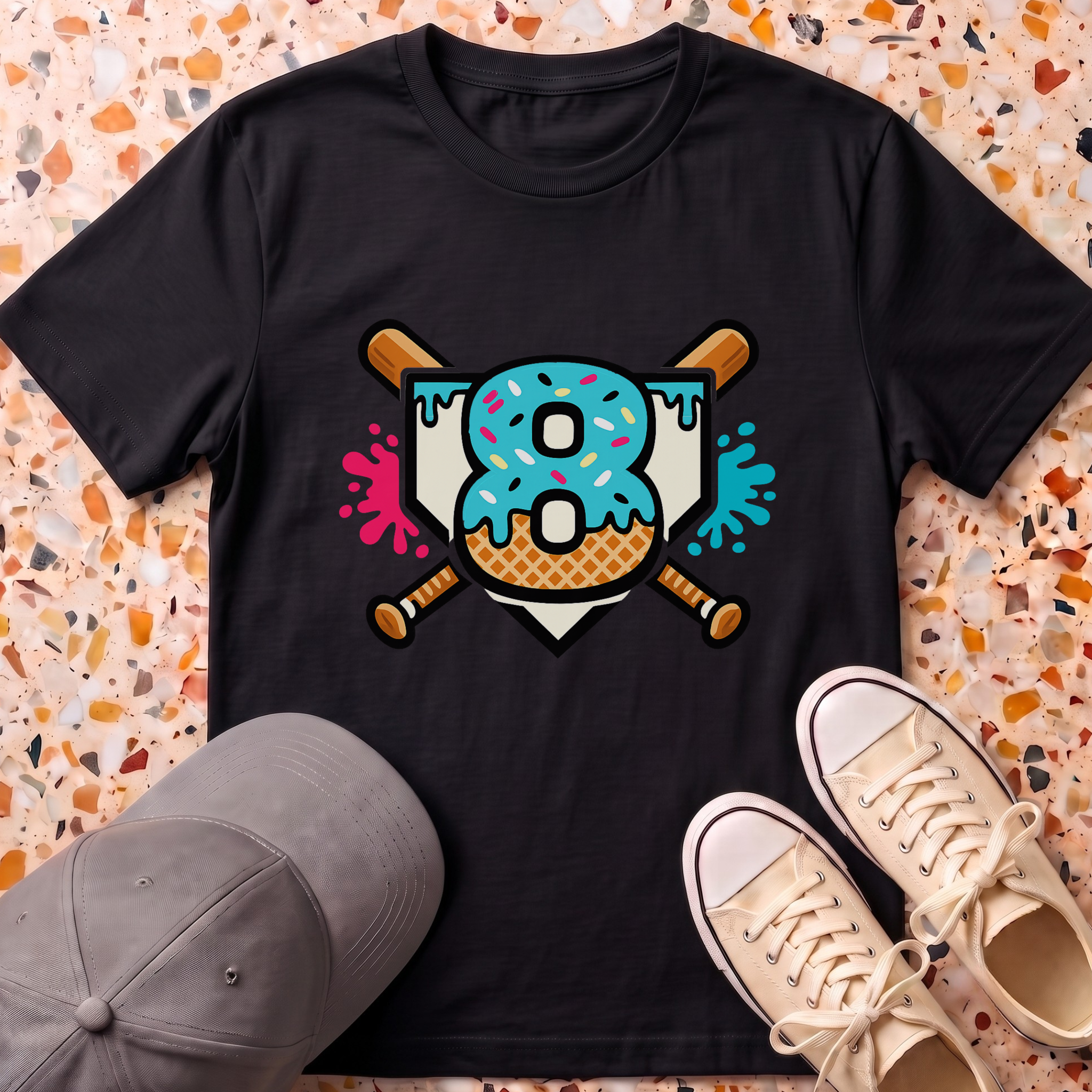 8 Year Old Ice Cream Drip T-Shirt