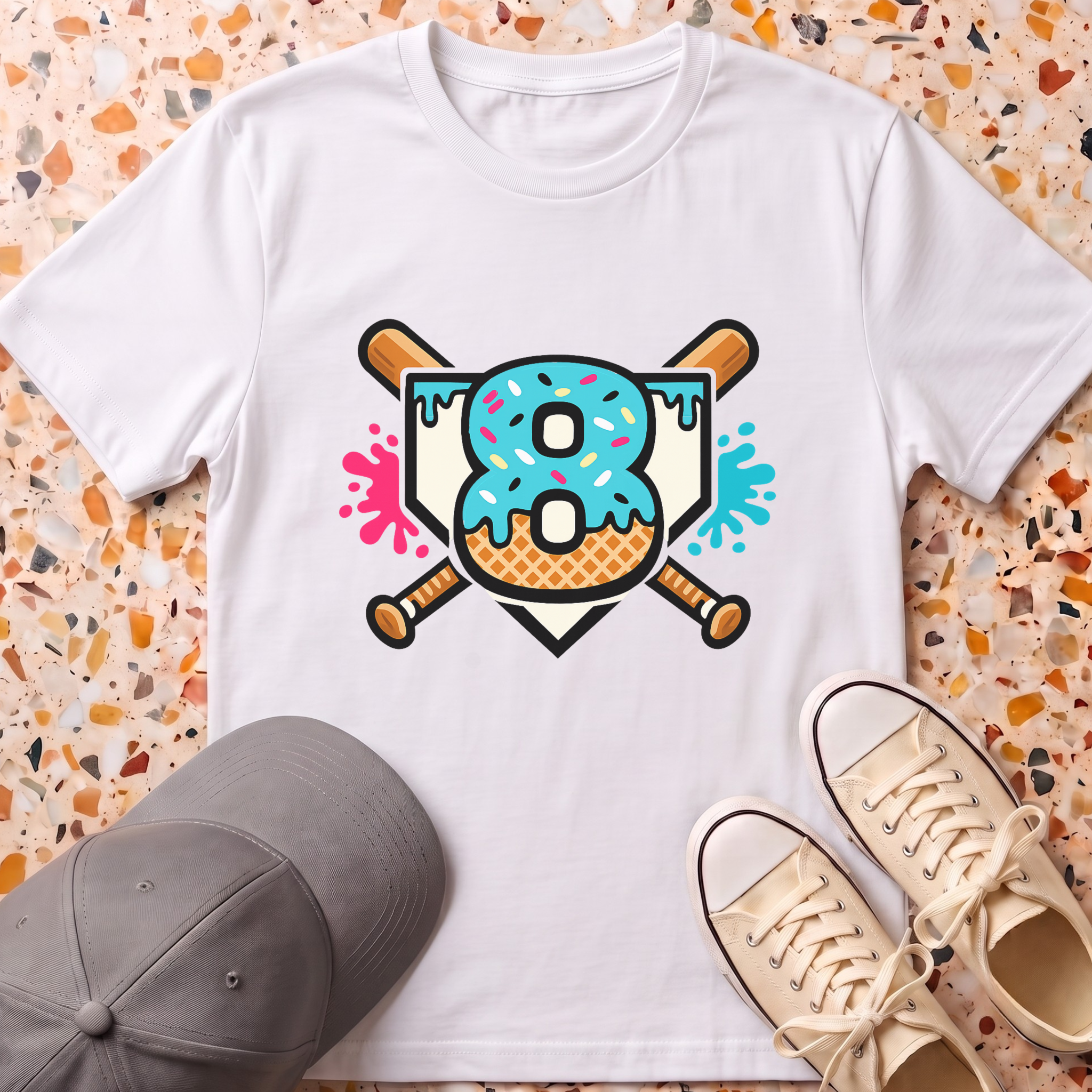 8 Year Old Ice Cream Drip T-Shirt