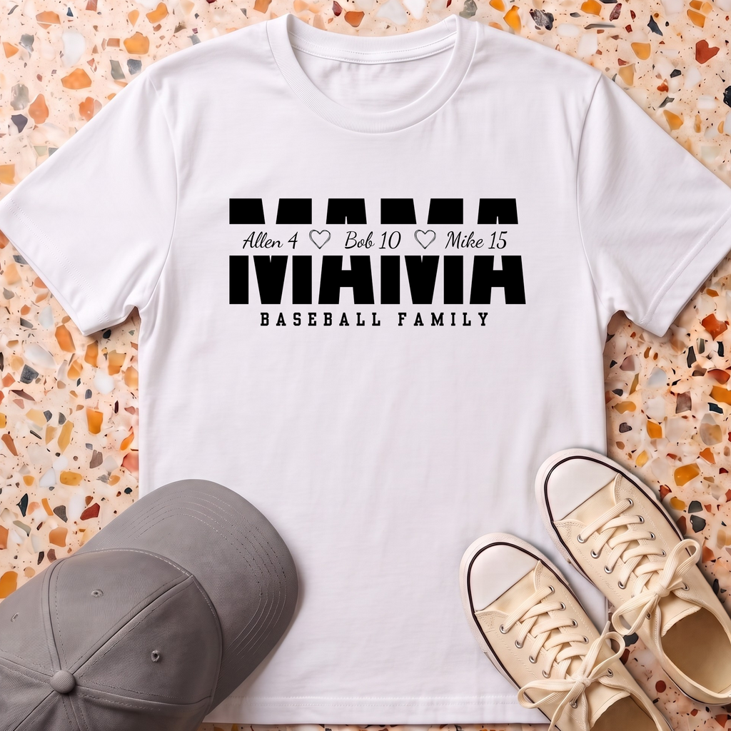 Custom 3 or 4 Name MAMA T-Shirt