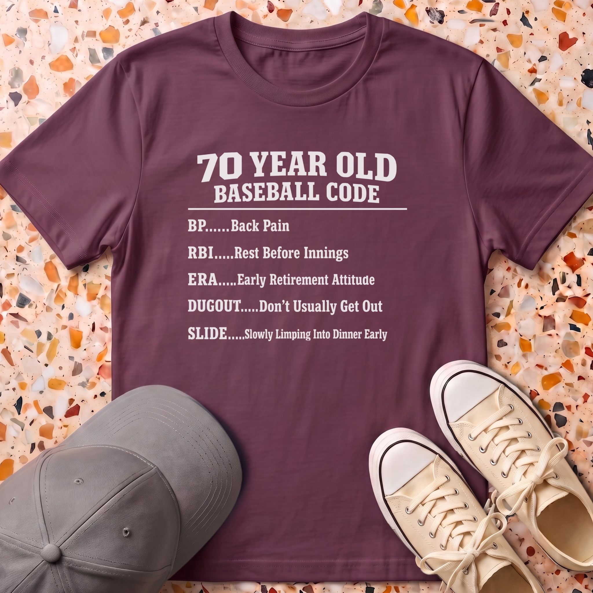 70 Year Old Baseball Code T-Shirt
