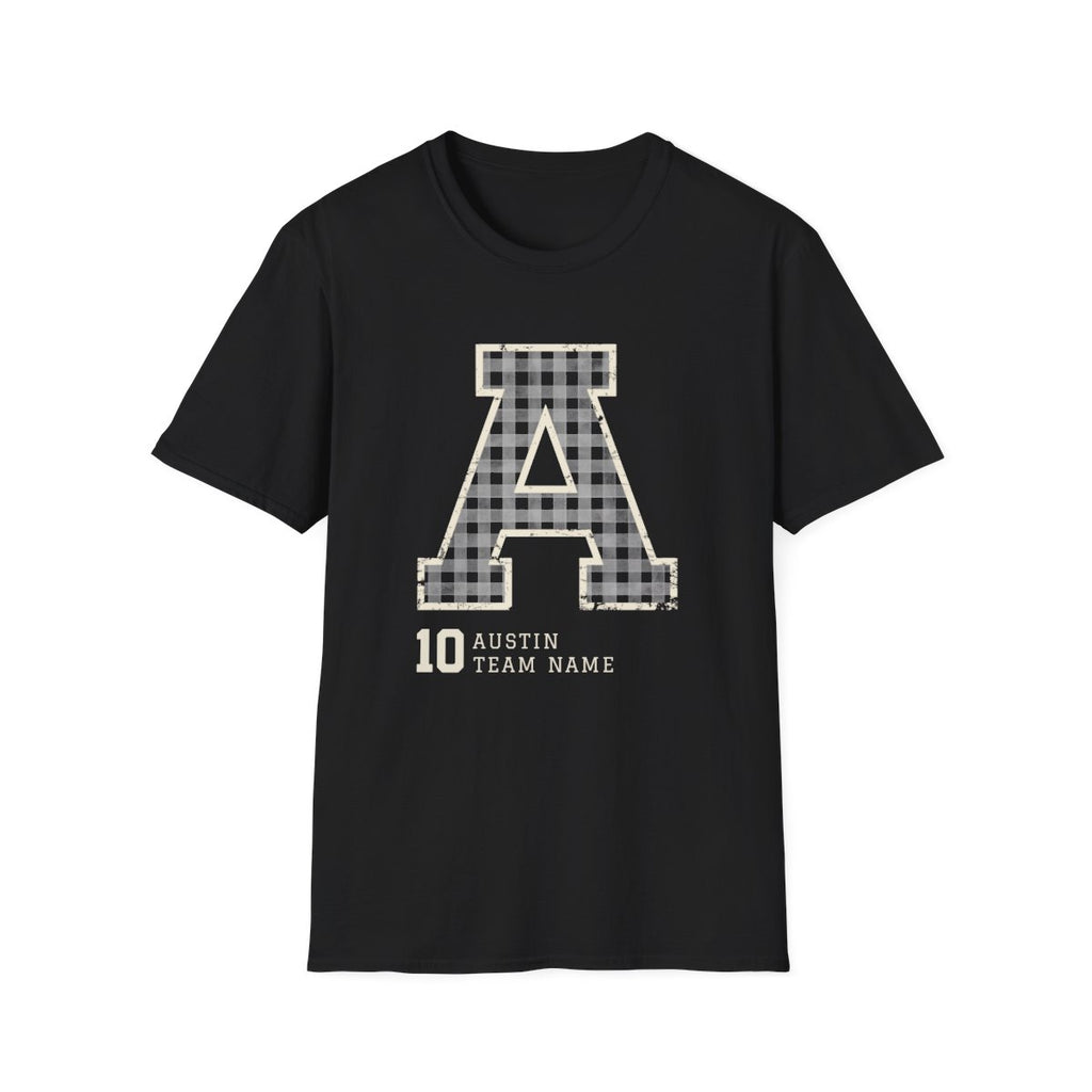 Custom Baseball T-Shirt – Personalized Name, Number & Initial