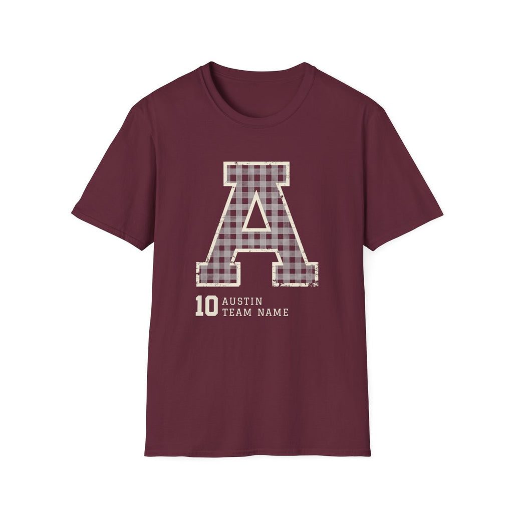 Custom Baseball T-Shirt – Personalized Name, Number & Initial