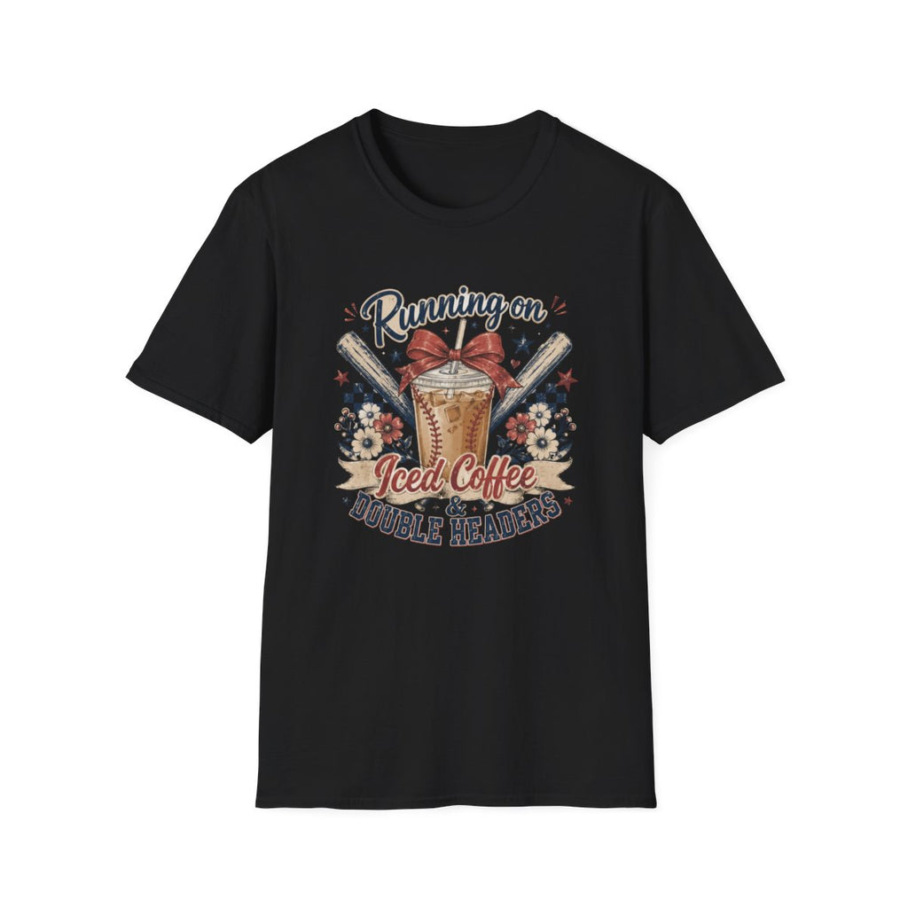 RUNNING ON Iced Coffee & DOUBLE HEADERS T-Shirt
