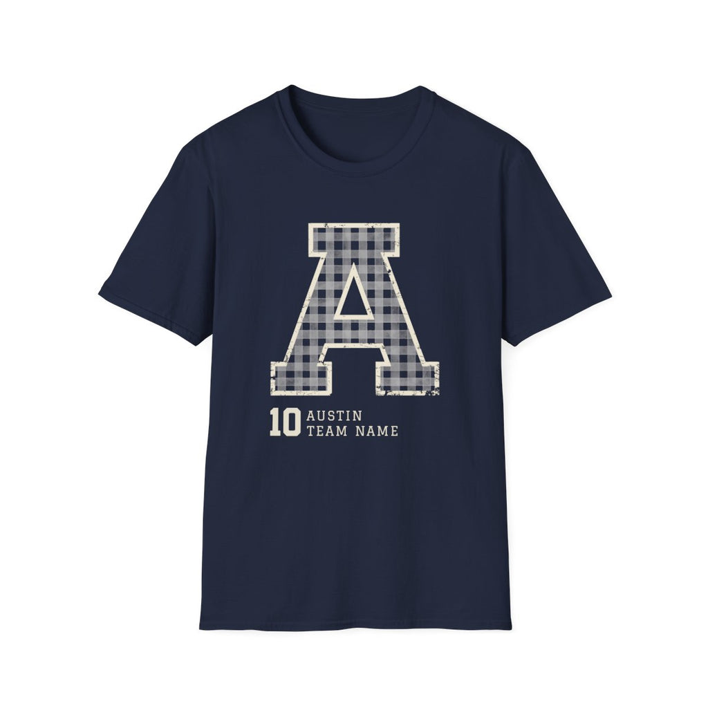 Custom Baseball T-Shirt – Personalized Name, Number & Initial