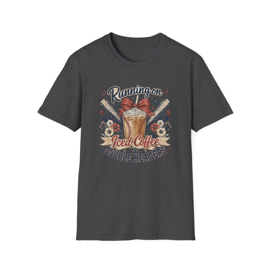 RUNNING ON Iced Coffee & DOUBLE HEADERS T-Shirt