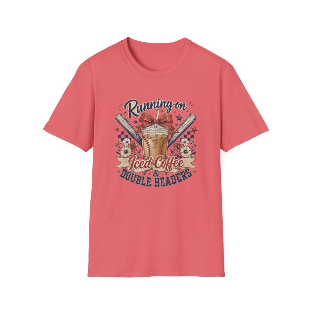 RUNNING ON Iced Coffee & DOUBLE HEADERS T-Shirt